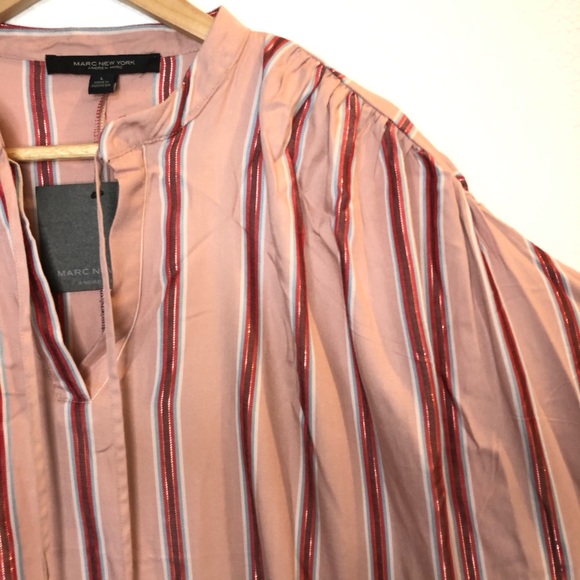 Andrew Marc New York Metallic Striped Top~Sz Large - Picture 5 of 10